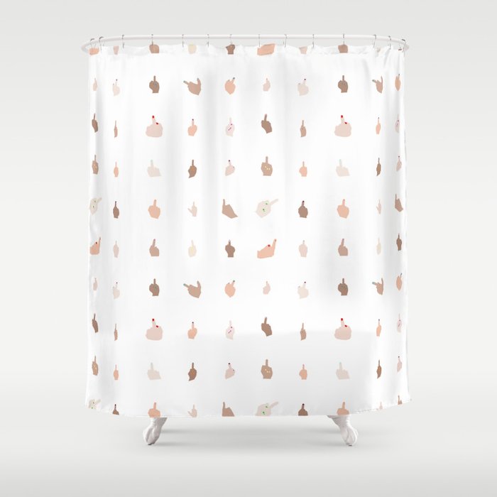 Middle Fingers With Colored Nails Shower Curtain