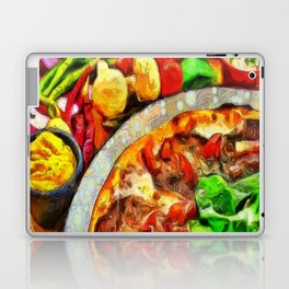 delicious pizza at the table Laptop Skin