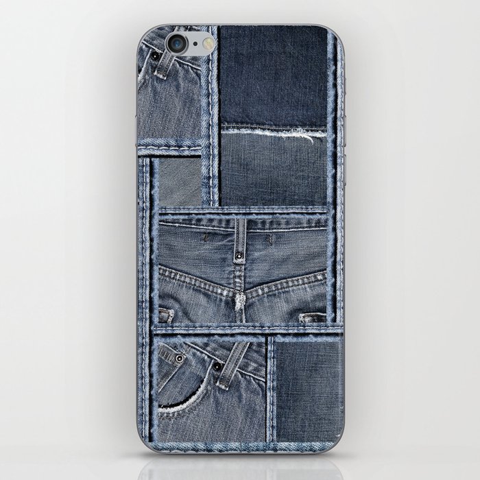 Blue Jeans Denim Patchwork Pattern iPhone Skin