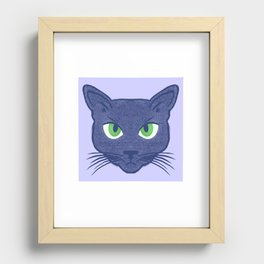 Retro Modern Periwinkle Cat Recessed Framed Print