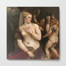 Classic Art - Venus with a Mirror - Titian Metal Print