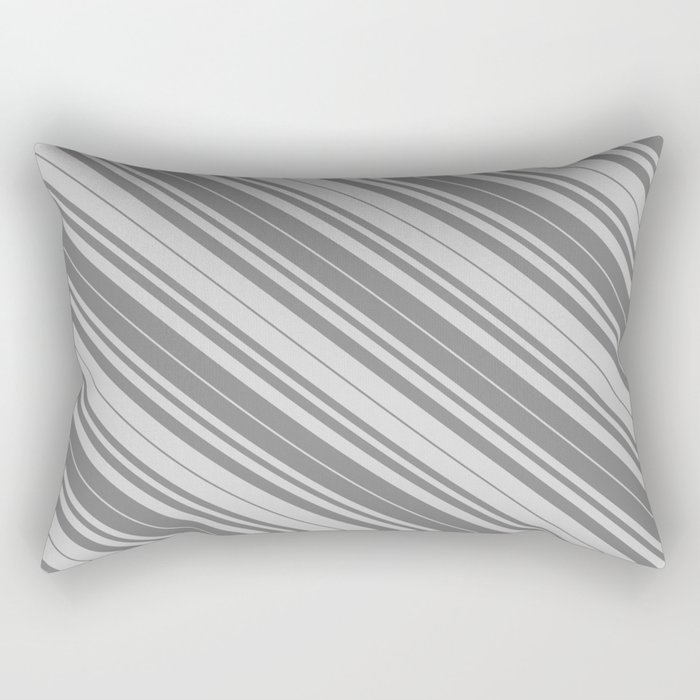 Gray & Light Grey Colored Lined Pattern Rectangular Pillow