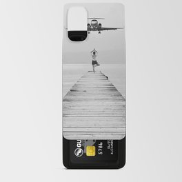 Namaste; Steady As She Goes 7; aircraft coming in for an island landing female in zen black and white photography - photographs - photograph Art Print Android Card Case