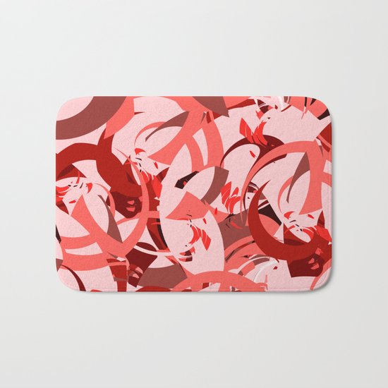 Abstract Curls - Burgundy, Coral, Pink Bath Mat
