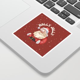 Holly Jolly Retro Santa Claus Sticker