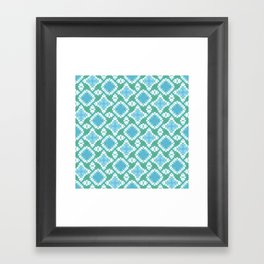 Blue and Green Watercolor Tie Dye Retro Pattern Framed Art Print