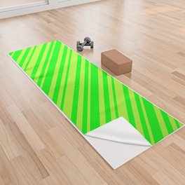 [ Thumbnail: Light Green and Lime Colored Stripes/Lines Pattern Yoga Towel ]