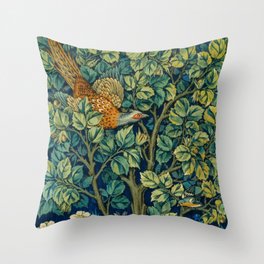 Cock Pheasant  by William Morris Throw Pillow