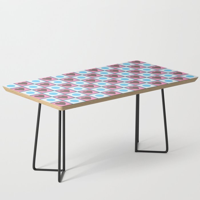Cute Checkered Hearts & Dots Pattern Coffee Table