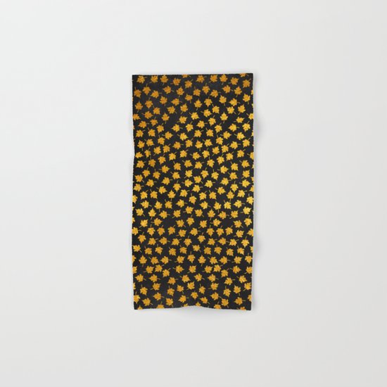 AUTUMN - small gold leaves on chalkboard backround Hand & Bath Towel