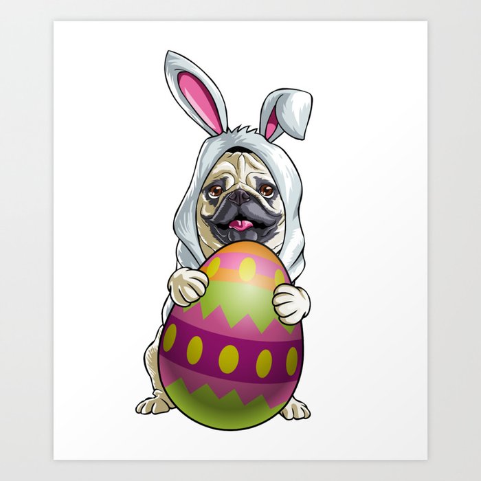 Pug Easter Bunny Art Print By Merchmojo Society6