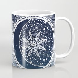 White Sun Moon Mandala Blue Gradient Design Coffee Mug