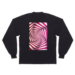Pink & White Color Psychedelic Design Long Sleeve T-shirt