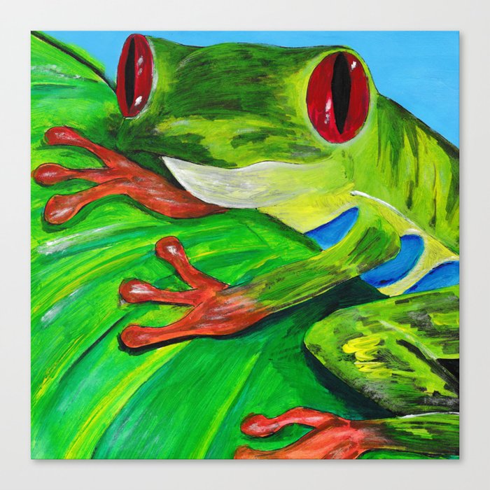 Tree Frog Canvas Print By Littledoodlehead Society6