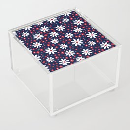  Funky Cosmo Flowers Pattern Blue White and Red Acrylic Box