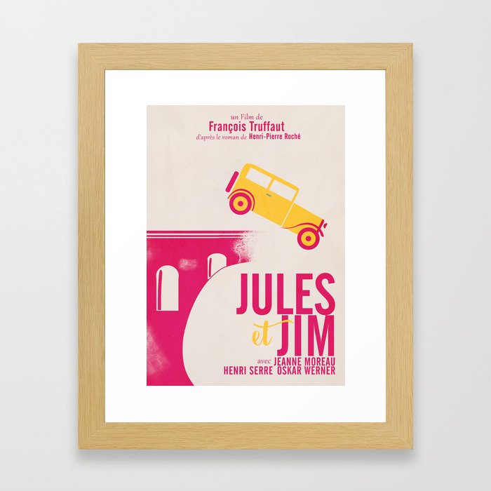 Jules et Jim, François Truffaut, minimal movie Poster, Jeanne Moreau, french film, nouvelle vague Framed Art Print
