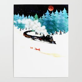 fox and steam train Poster