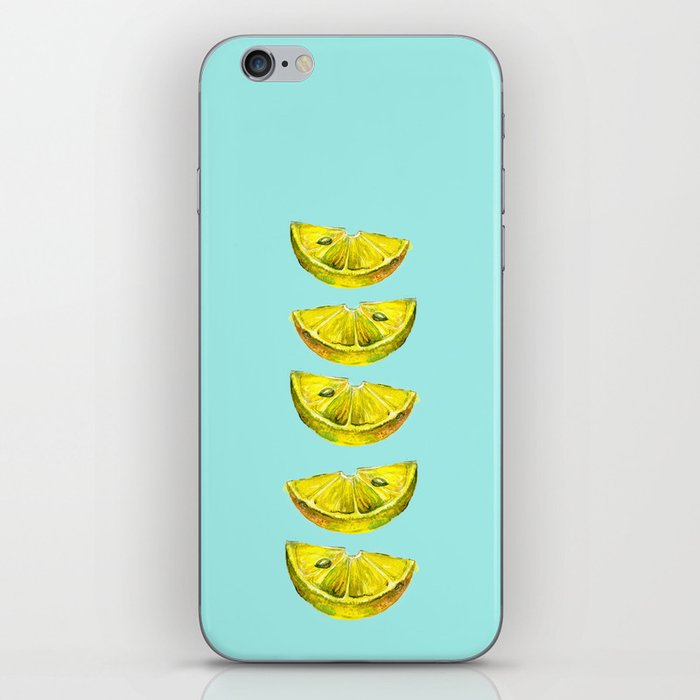 Lemon Slices Turquoise iPhone Skin
