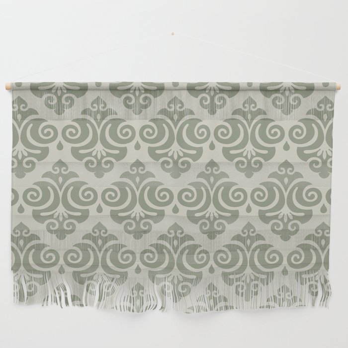 Traditional Pattern in Sage Green and Beige Wall Hanging