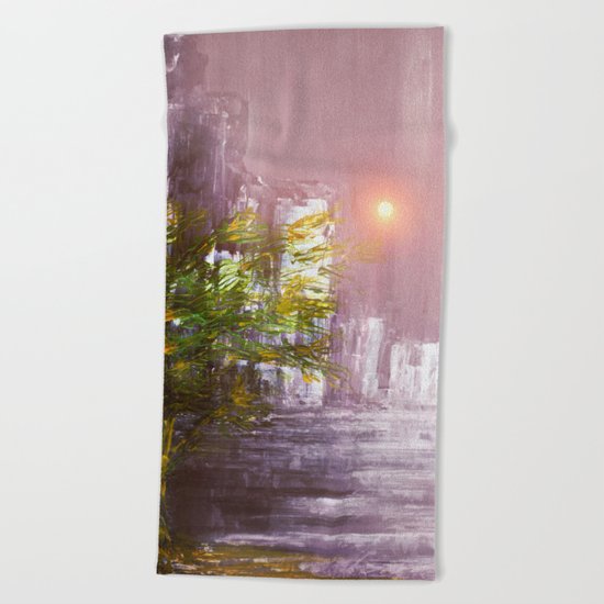 Sunset in the City Beach Towel