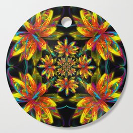 Fire Fractal Water Lily in a House of Mirrors Cutting Board