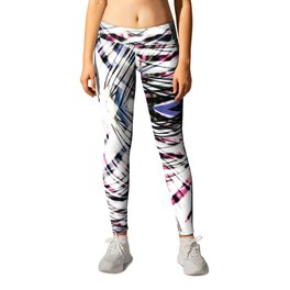 Abstract Tropical Black and Pink Jungle Leaves Leggings