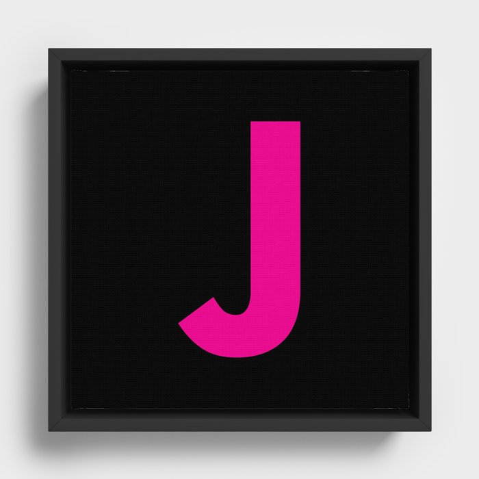 Letter J (Magenta & Black) Framed Canvas