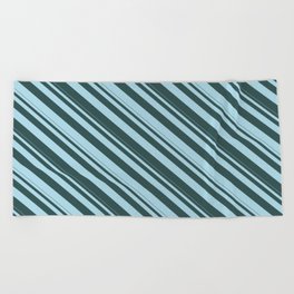 [ Thumbnail: Dark Slate Gray & Light Blue Colored Lines Pattern Beach Towel ]