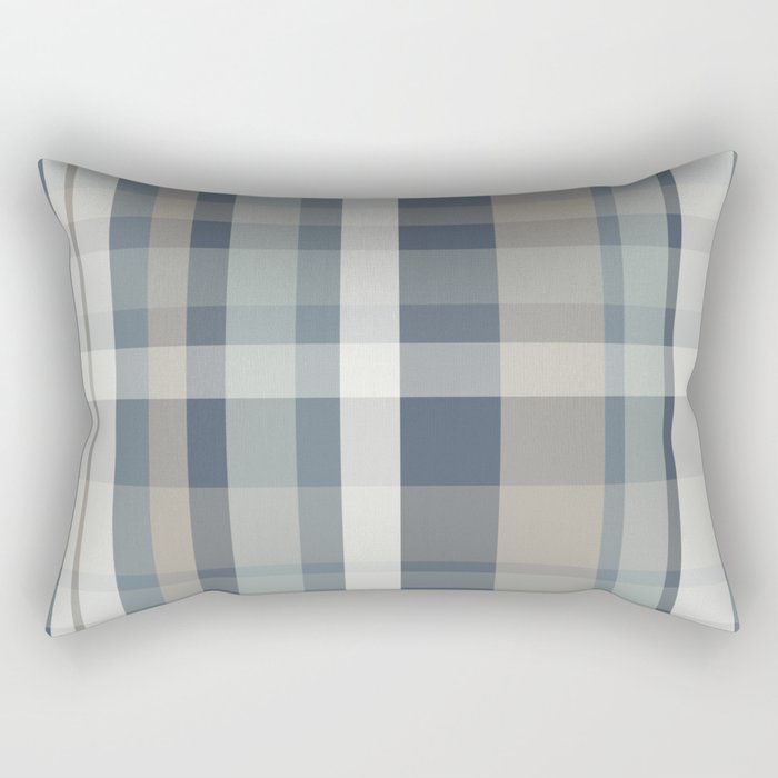 Retro Modern Plaid Pattern 2 in Neutral Blue Gray Rectangular Pillow