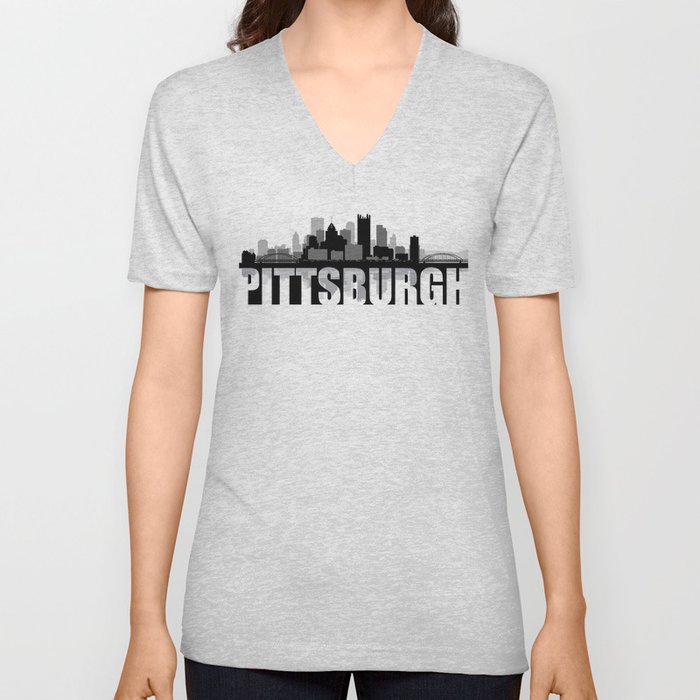 Pittsburgh Silhouette Skyline V Neck T Shirt
