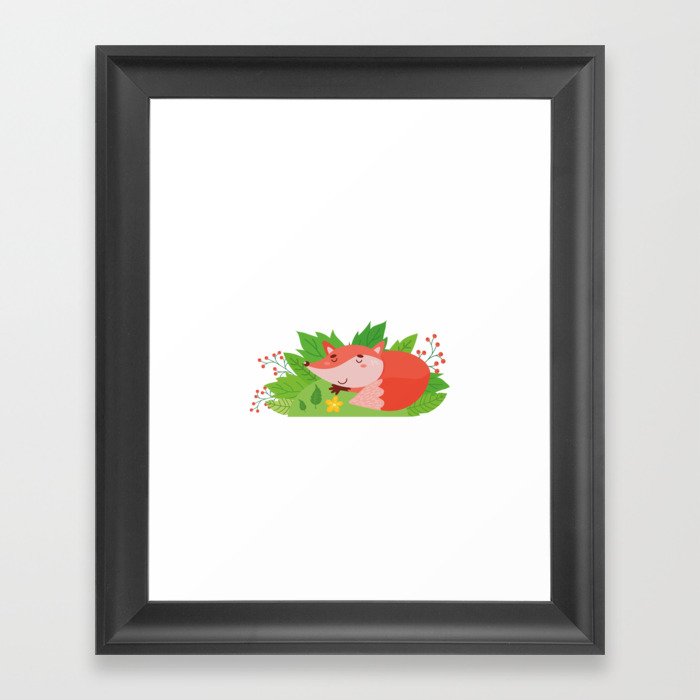 Fox Foxes Sleep Sleeping Watercolor Polygon Idea Framed Art Print