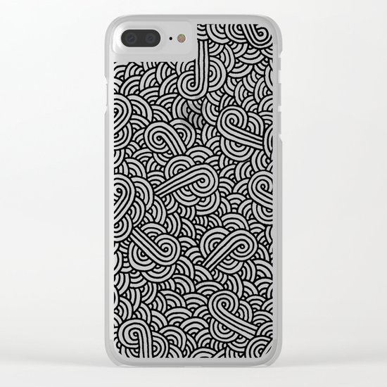Black and white swirls doodles Clear iPhone Case
