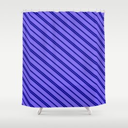 [ Thumbnail: Dark Blue & Medium Slate Blue Colored Lines/Stripes Pattern Shower Curtain ]