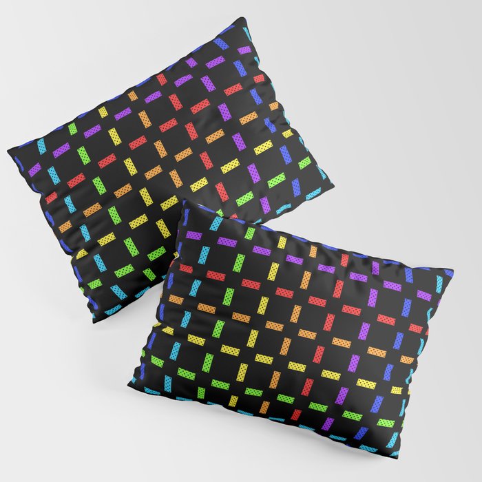 Rainbow Grid Doted Dark Pillow Sham