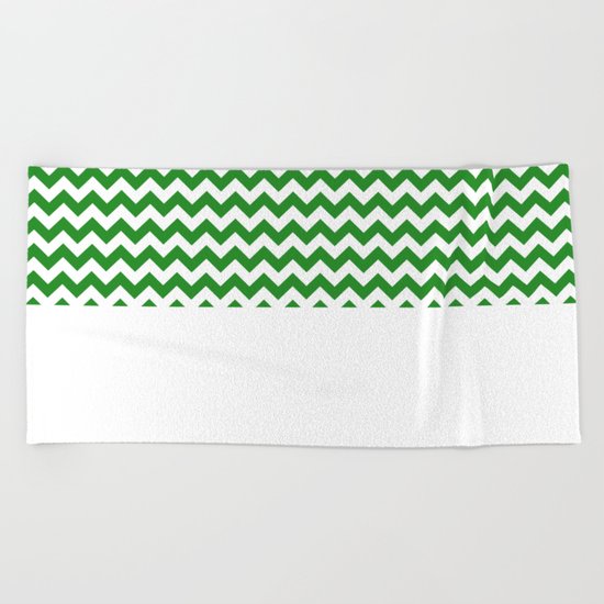 Chevron (Forest Green/White) Beach Towel