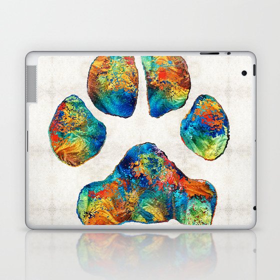 Colorful Dog Paw Print by Sharon Cummings Laptop & iPad Skin