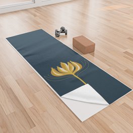  Fleur Exotique - Floral Minimalism in Mustard and Navy  Yoga Towel