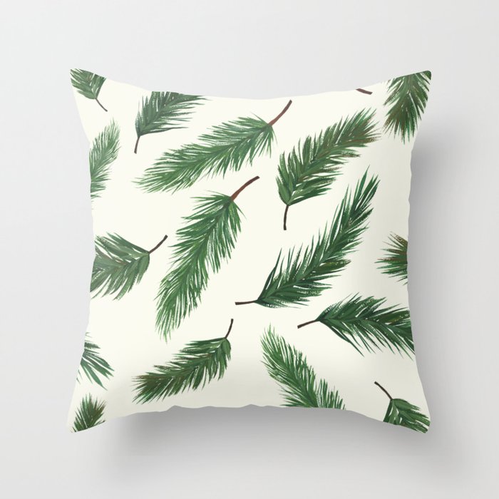Evergreen in White Throw Pillow