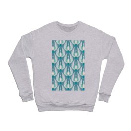 Japanese Crane Art Deco Mint Turquoise Pattern Crewneck Sweatshirt