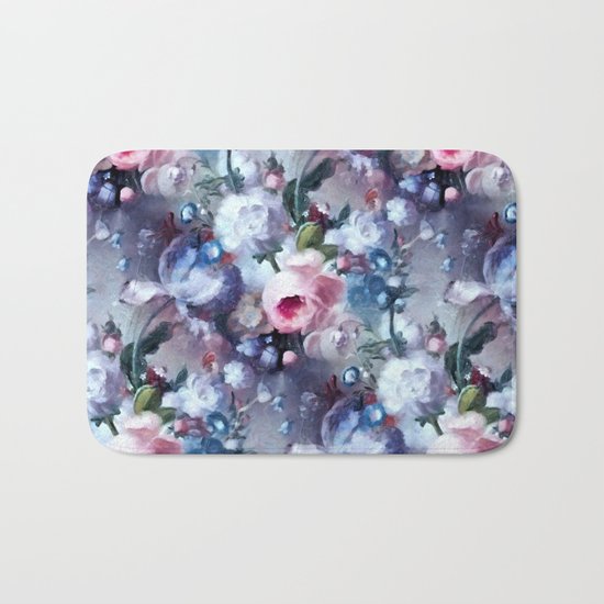 Blue and pink floral pattern Bath Mat