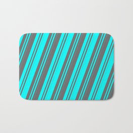 [ Thumbnail: Cyan & Dim Gray Colored Lines Pattern Bath Mat ]