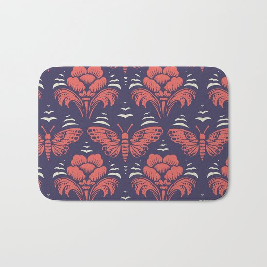 butterfly damask (stark) Bath Mat