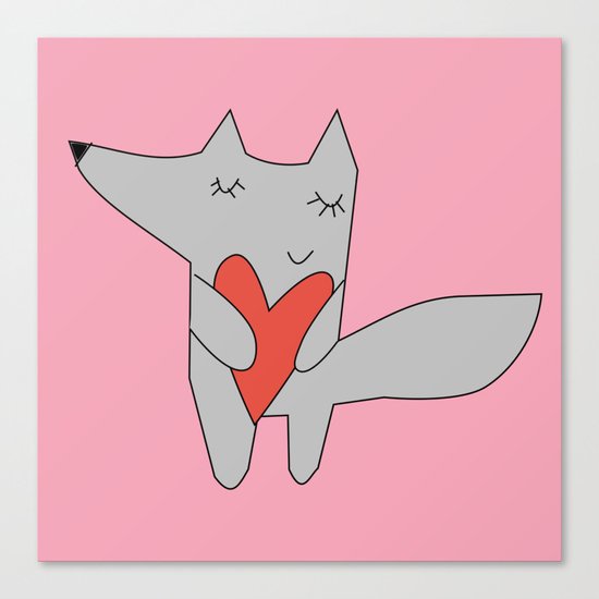 Fox in love pink Canvas Print