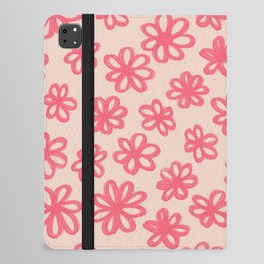 Cute Pink Summer Flowers Daisy Pattern iPad Folio Case