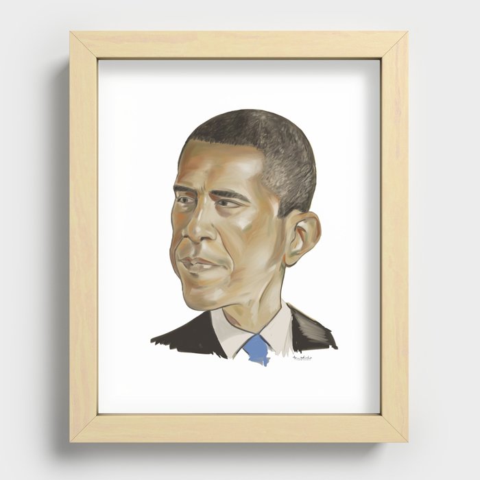 Barack Obama (US President) Recessed Framed Print