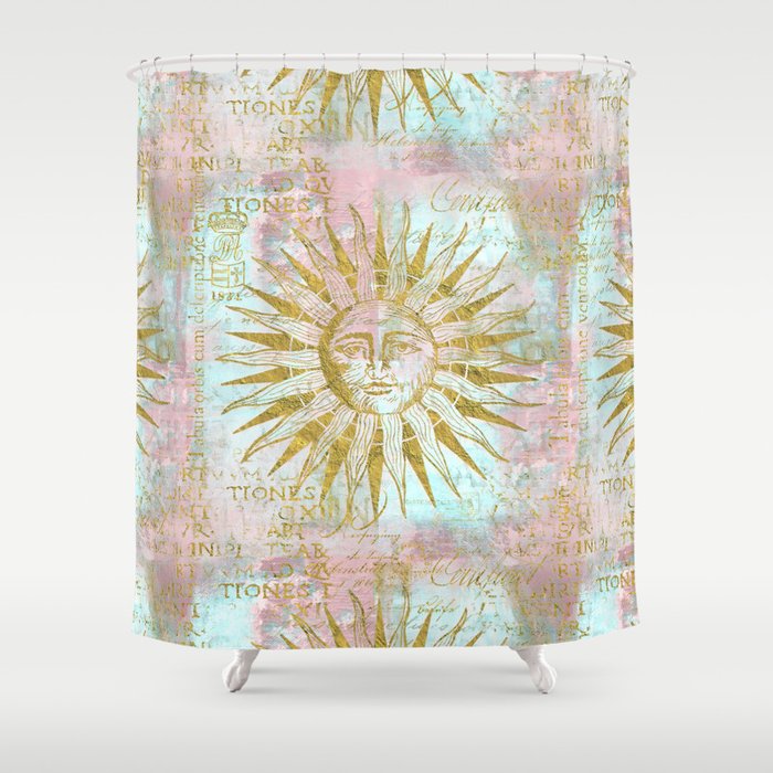 Golden Sun elegant vintage pattern Shower Curtain