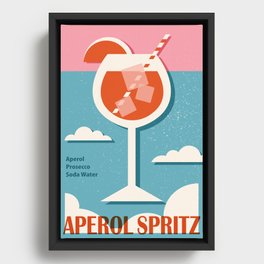 Aperol Spritz recipe, Cocktail, Retro 70s, Aesthetic art, Alcohol poster, Exhibition print, Mid century modern Framed Canvas