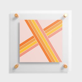 Pink, yellow and orange retro stripes Floating Acrylic Print