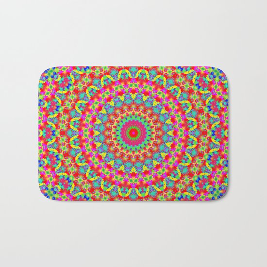 Kaleidoscope Vibrant Trippy Pattern Bath Mat