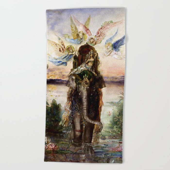 “The Sacred Elephant” by Gustave Moreau Beach Towel